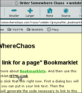 3 frame animation that shows the HTML Link being dragged to the link bar.